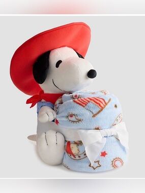 Peanuts Snoopy Cowboy Plush & Cozy Throw Blanket  50"H x 60"W Gift Set New